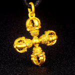 999 Pure Gold Cross Vajra Pestle Pendant